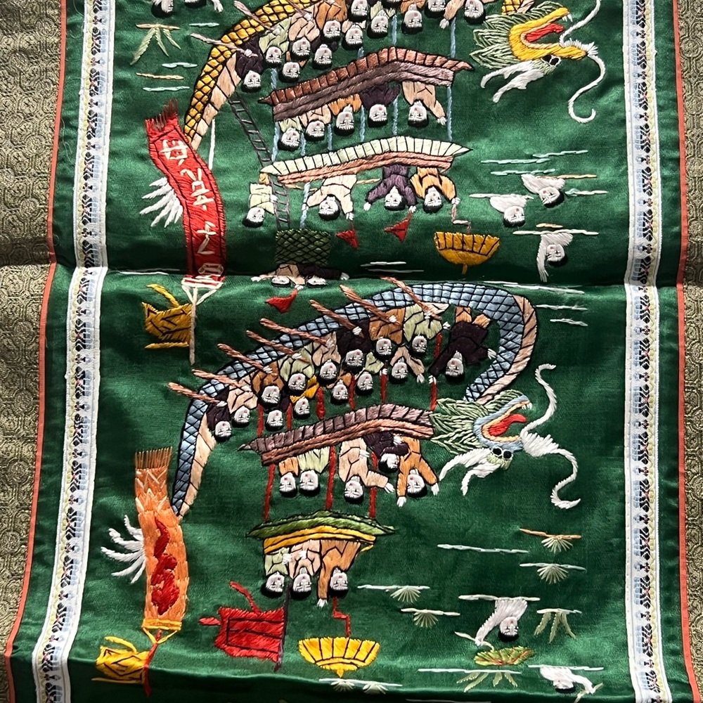 Embroidered Green Dragon Bedding Sheet